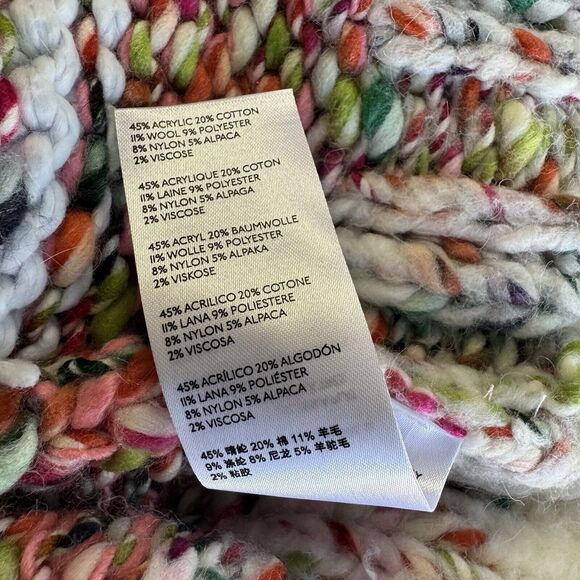 Anthropologie Kahlo Sweater Chunky Striped Knit Alpaca Wool Blend Rainbow Medium - Picture 11 of 12